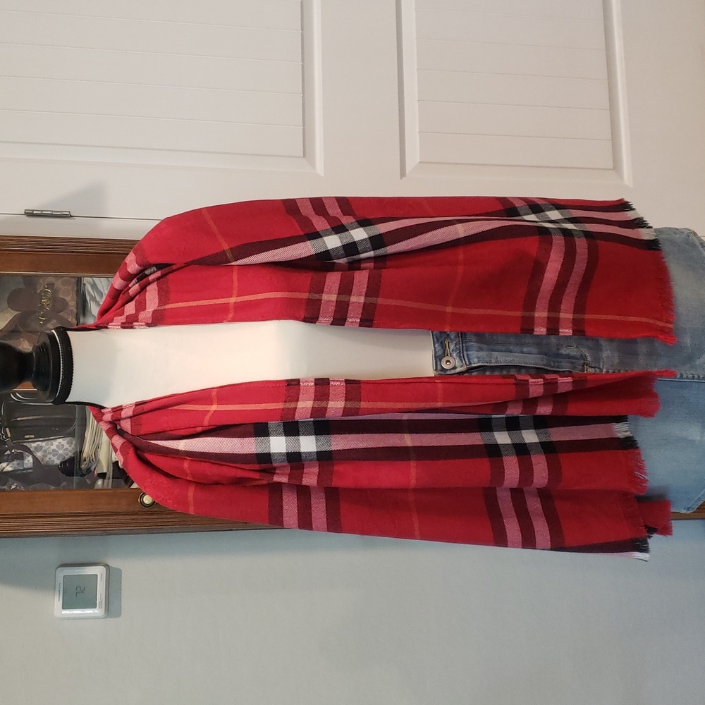 Burberry Red and Black Plaid Scarf